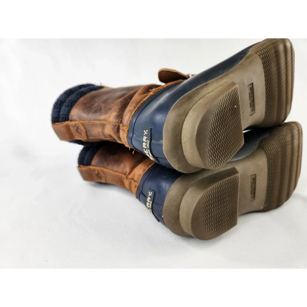 Sperry STS95908 Saltwater Misty Rain Duck Boots Barn Brown Leather Womens Sz 7 M